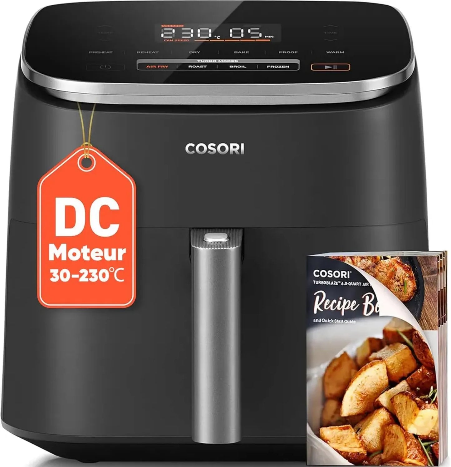 COSORI Friteuse à Air 6L, 9 Fonctions, Économie d'Énergie, Silencieuse, Panier Antiadhésif, Pour 3 à 5 Personnes