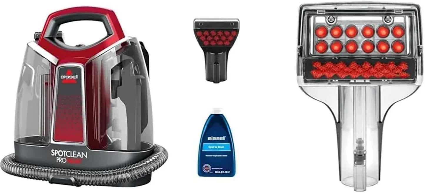BISSELL Nettoyeur de Taches Portatif SpotClean ProHeat 2,5L, Titane/Rouge avec Accessoire Longue Portée