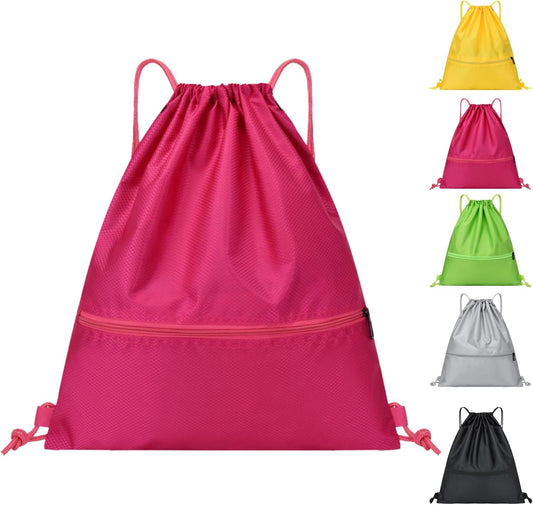 Sac de sport à cordon — en tissu Oxford, format léger, résistant à l'eau, rouge