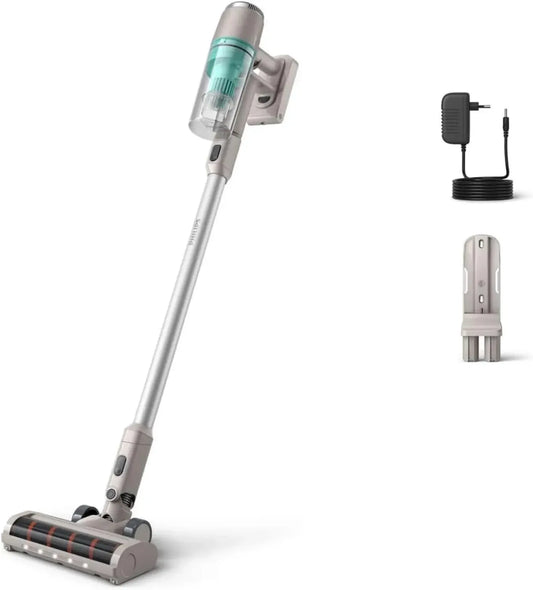 Aspirateur Balai Sans Fil Philips Série 2000, Efficace pour Sols Durs, 40 Min d'Autonomie, LED, Batterie Amovible, Léger, Filtration Avancée, Support Mural